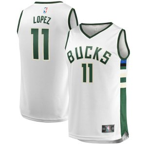Camiseta Brook Lopez 11 Milwaukee Bucks Association Edition Blanco Hombre